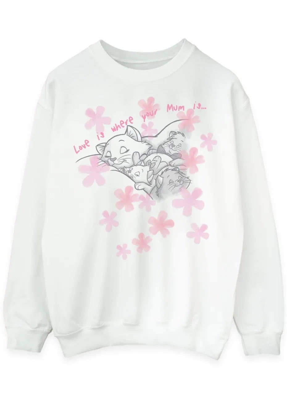 Disney Aristocats Love Is Where Mum Is White Sweatshirt