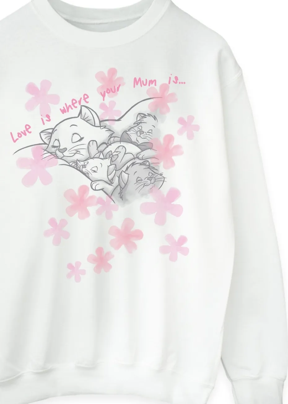 Disney Aristocats Love Is Where Mum Is White Sweatshirt