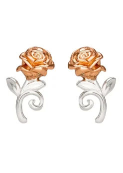 Disney Beauty & The Beast Two Tone Rose Stud Earrings