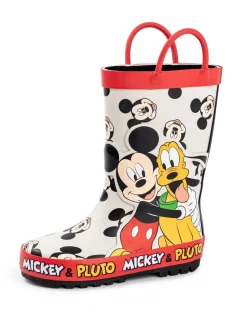 Disney Boys Multicoloured Mickey & Pluto Wellington Boots with Handles (4 - 10 Younger)