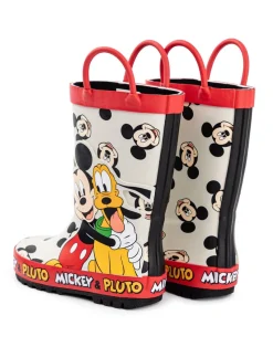 Disney Boys Multicoloured Mickey & Pluto Wellington Boots with Handles (4 - 10 Younger)