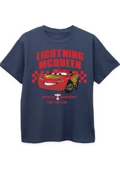 Disney Cars Lightning McQueen Take The Lead Kids Navy T-Shirt (3-13 Years)