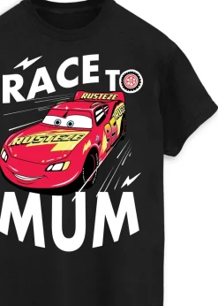 Disney Cars Race To Mum Black Boyfriend Fit T-Shirt