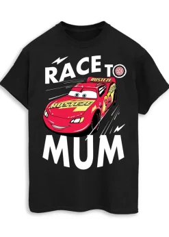 Disney Cars Race To Mum Black Boyfriend Fit T-Shirt