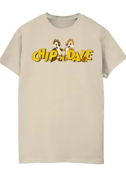 Disney Chip N Dale Character Logo Sand Boyfriend Fit Graphic T-Shirt