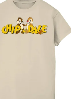 Disney Chip N Dale Character Logo Sand Boyfriend Fit Graphic T-Shirt