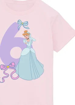 Disney Cinderella 6th Birthday Kids Light Pink Graphic T-Shirt (5-8 Years)