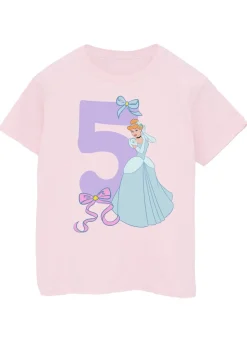 Disney Cinderella 5th Birthday Kids Light Pink Graphic T-Shirt (5-8 Years)