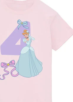 Disney Cinderella 4th Birthday Kids Light Pink Graphic T-Shirt (3-6 Years)