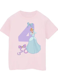 Disney Cinderella 4th Birthday Kids Light Pink Graphic T-Shirt (3-6 Years)