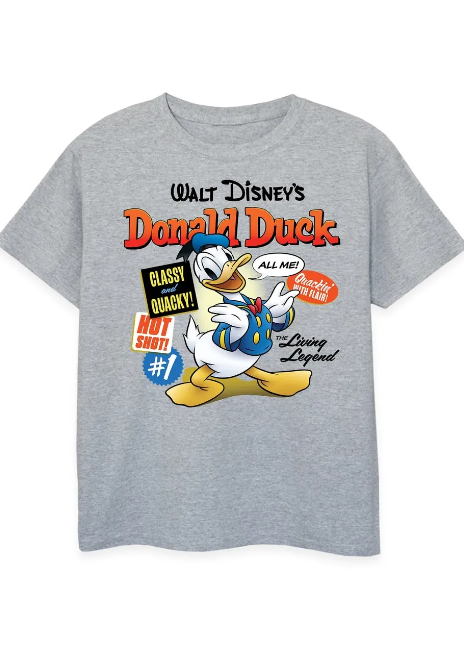 Disney Donald Duck Comic Cover Kids Heather Grey T-Shirt (3-13 Years)