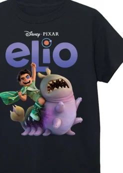 Disney Elio Ride Glordon Kids Black Graphic T-Shirt (3-13 Years)