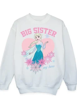 Disney Frozen Elsa Big Sister Girls White Graphic Sweatshirt (3-13 Years)