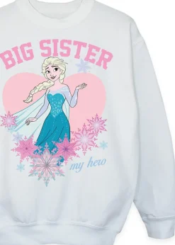 Disney Frozen Elsa Big Sister Girls White Graphic Sweatshirt (3-13 Years)