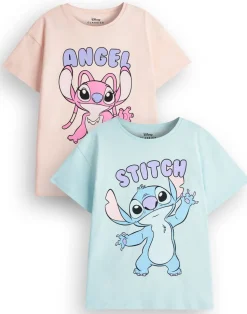 Disney Girls Multicoloured Stitch & Angel 2 Pack T-Shirts (5 - 14 Years)