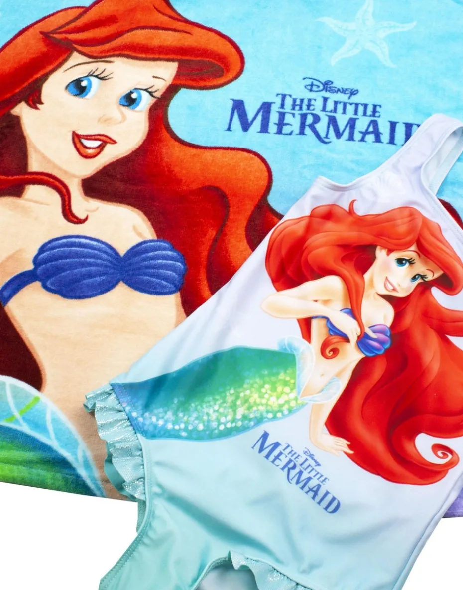 Disney Kids Blue Ariel Poncho Towel & Swimsuit Set (18 Months-8 Years)