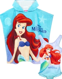 Disney Kids Blue Ariel Poncho Towel & Swimsuit Set (18 Months-8 Years)