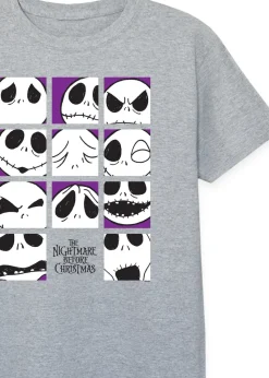 Disney Kids Heather Grey The Nightmare Before Christmas Jack Faces Printed T-Shirt (3-13 yrs)