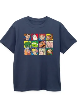 Disney Kids Navy Toy Story Character Squares Printed T-Shirt (3-13 yrs)