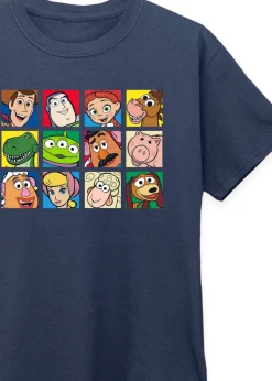 Disney Kids Navy Toy Story Character Squares Printed T-Shirt (3-13 yrs)