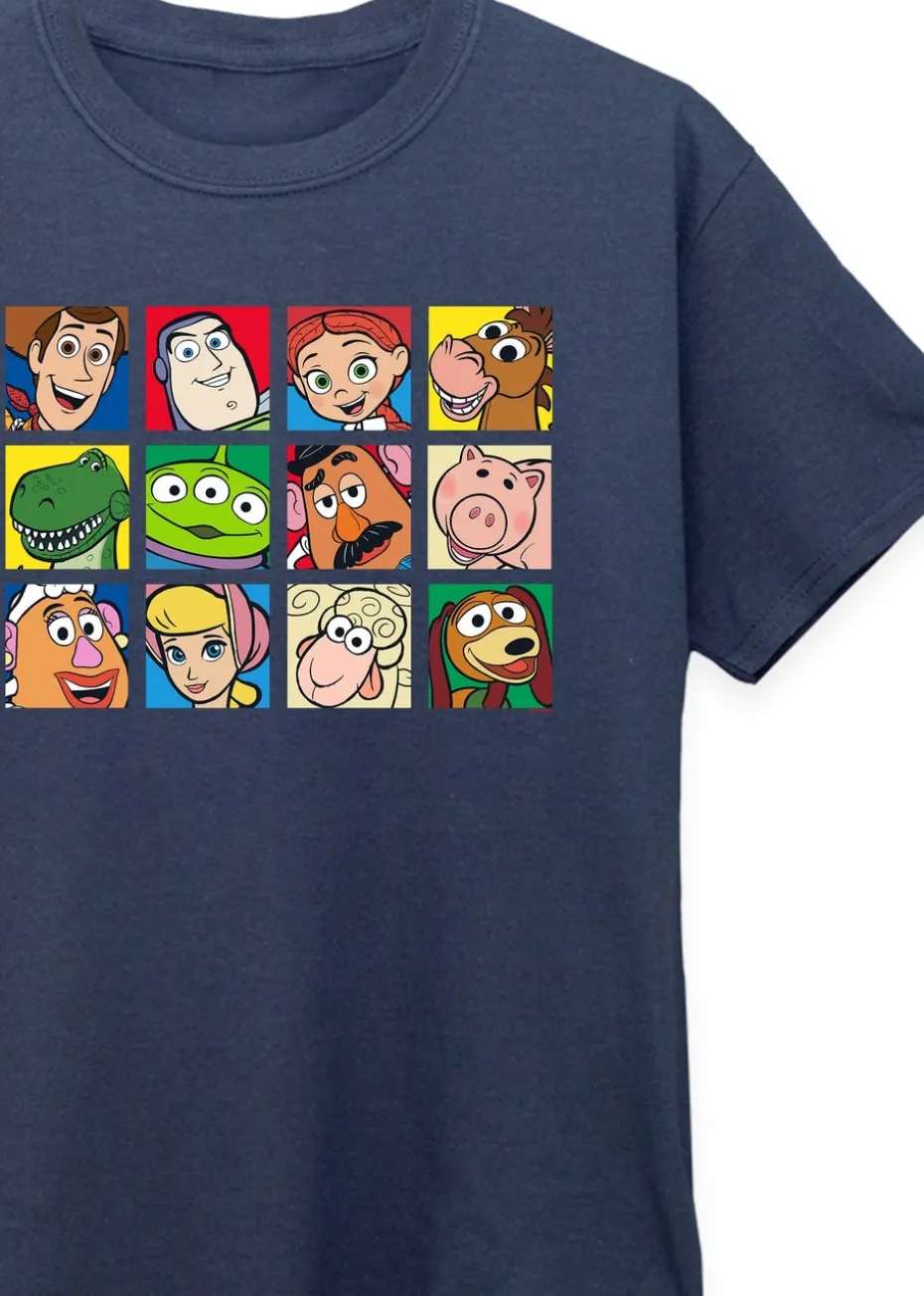 Disney Kids Navy Toy Story Character Squares Printed T-Shirt (3-13 yrs)