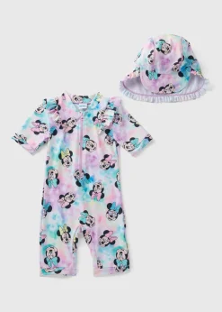 Disney Kids Pink Minnie Mouse Surf Suit & Hat (3mths-5yrs)