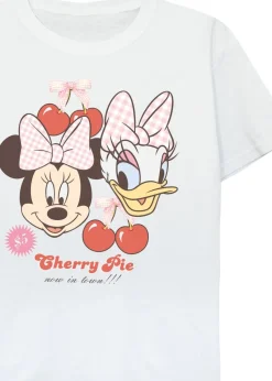 Disney Kids White Minnie Mouse Daisy Duck Cherry T-Shirt (3-13 Years)