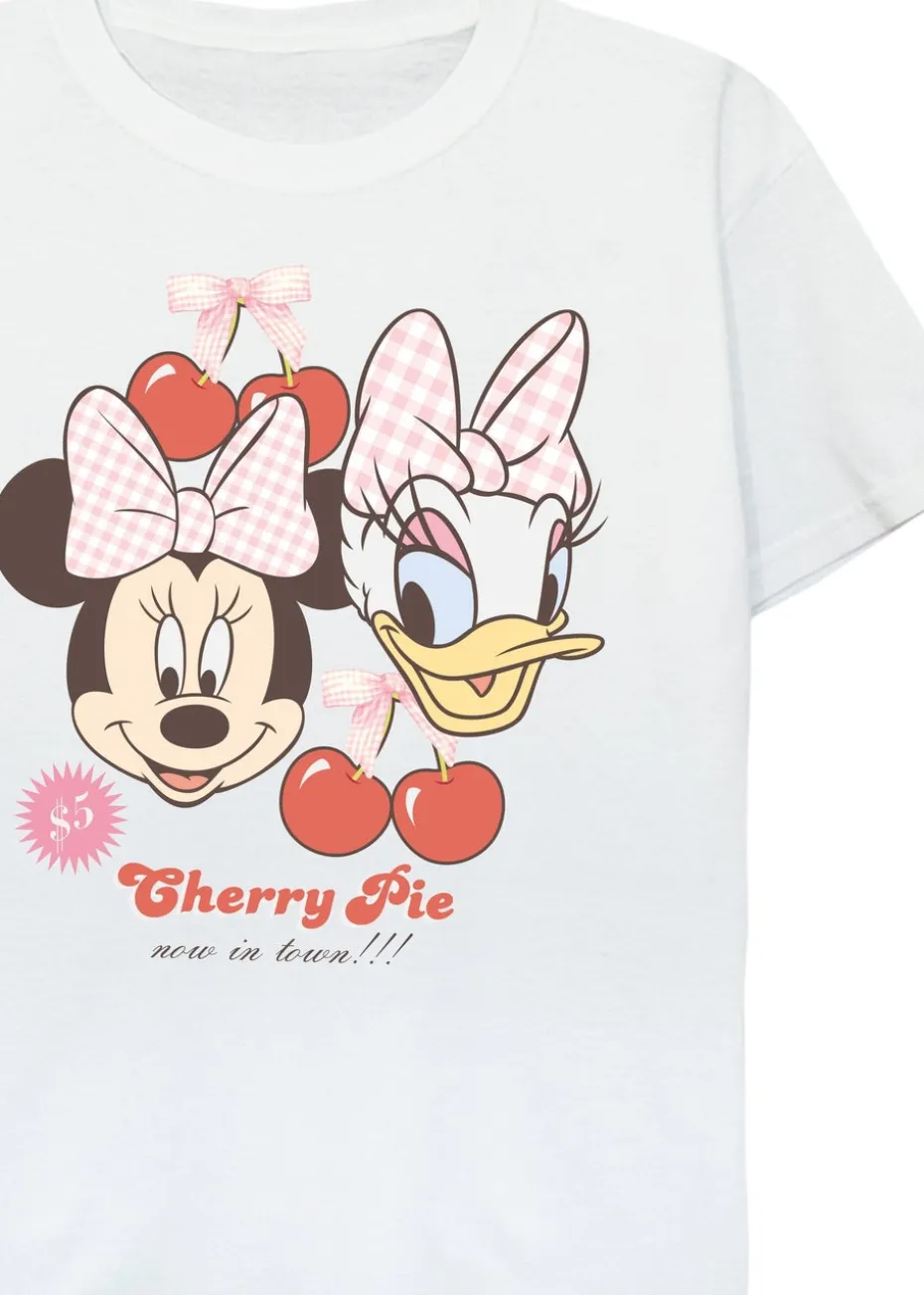 Disney Kids White Minnie Mouse Daisy Duck Cherry T-Shirt (3-13 Years)