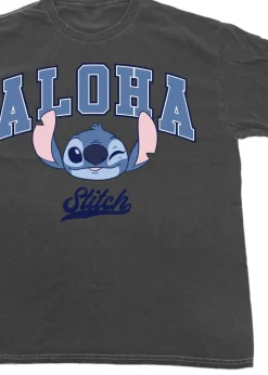 Disney Lilo & Stitch Aloha Charcoal Washed Boyfriend Fit T-Shirt