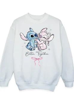 Disney Lilo & Stitch Better Together Girls White Graphic Sweatshirt (3-13 Years)