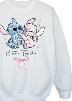 Disney Lilo & Stitch Better Together Girls White Graphic Sweatshirt (3-13 Years)