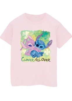 Disney Lilo & Stitch Clover All Over Girls Pink T-Shirt