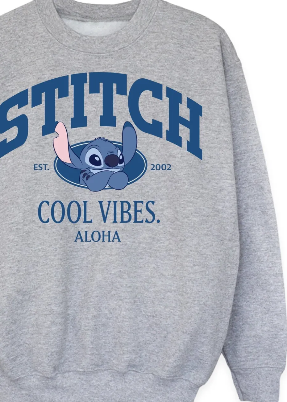 Disney Lilo & Stitch Cool Vibes Kids Heather Grey Sweatshirt (3-13 Years)