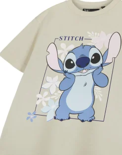 Disney Lilo & Stitch Girls Beige Big Stitch T-Shirt (3 - 14 Years)