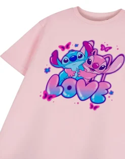 Disney Lilo & Stitch Love Girls Pink T-Shirt (3-14 Years)