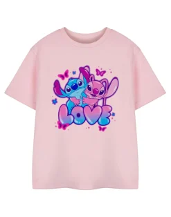 Disney Lilo & Stitch Love Girls Pink T-Shirt (3-14 Years)