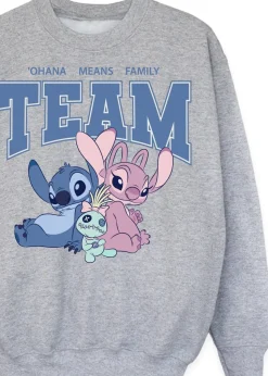 Disney Lilo & Stitch Ohana Team Girls Heather Grey Sweatshirt (3-13 Years)