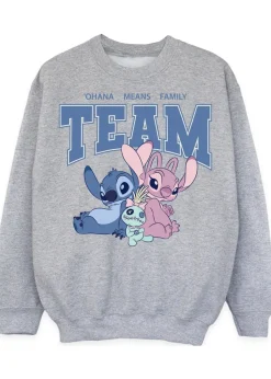 Disney Lilo & Stitch Ohana Team Girls Heather Grey Sweatshirt (3-13 Years)