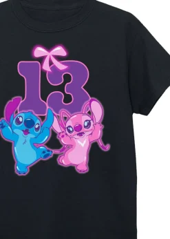 Disney Lilo & Stitch 13th Birthday Kids Black Graphic T-Shirt (9-13 Years)