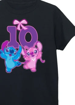 Disney Lilo & Stitch 10th Birthday Kids Black Graphic T-Shirt (9-13 Years)