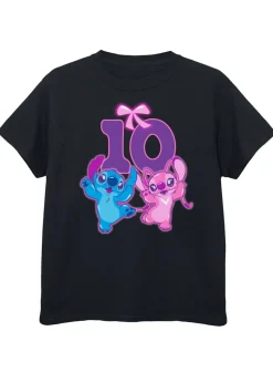 Disney Lilo & Stitch 10th Birthday Kids Black Graphic T-Shirt (9-13 Years)