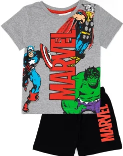 Disney Marvel Avengers Kids Black & Grey Shortie Pyjamas (2-8 Years)