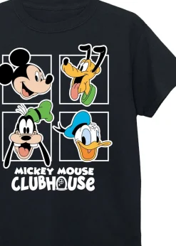 Disney Mickey Clubhouse Head Squares Kids Black Graphic T-Shirt (3-13 Years)