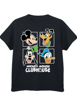 Disney Mickey Clubhouse Head Squares Kids Black Graphic T-Shirt (3-13 Years)