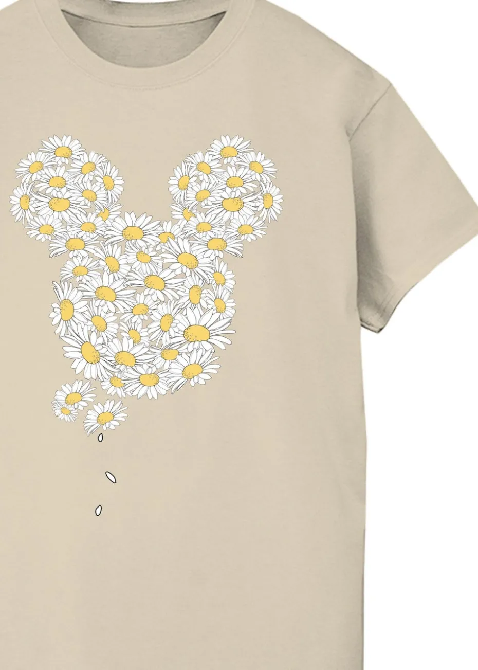 Disney Mickey Mouse Chamomile Head Sand Printed Boyfriend Fit T-Shirt