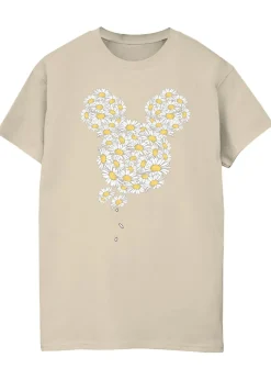 Disney Mickey Mouse Chamomile Head Sand Printed Boyfriend Fit T-Shirt