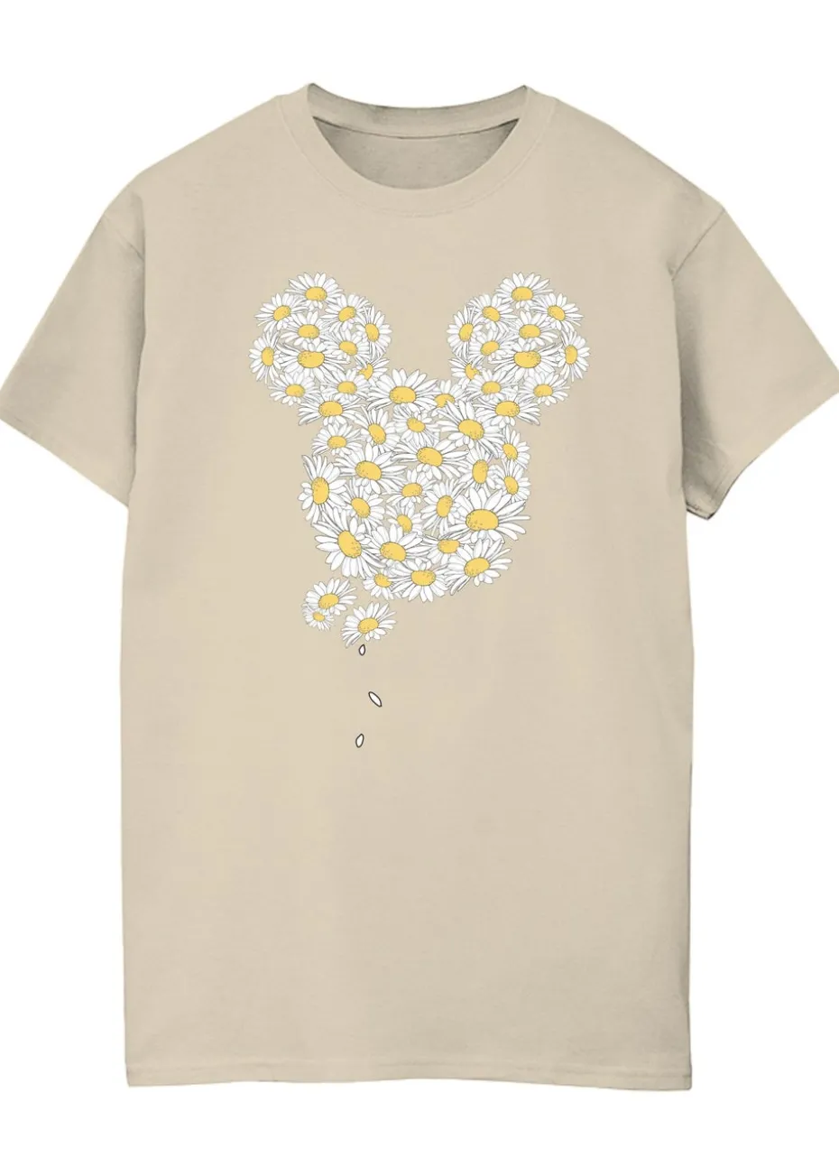 Disney Mickey Mouse Chamomile Head Sand Printed Boyfriend Fit T-Shirt