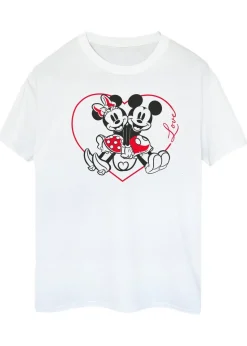 Disney Mickey Mouse Heart White Boyfriend Fit T-Shirt