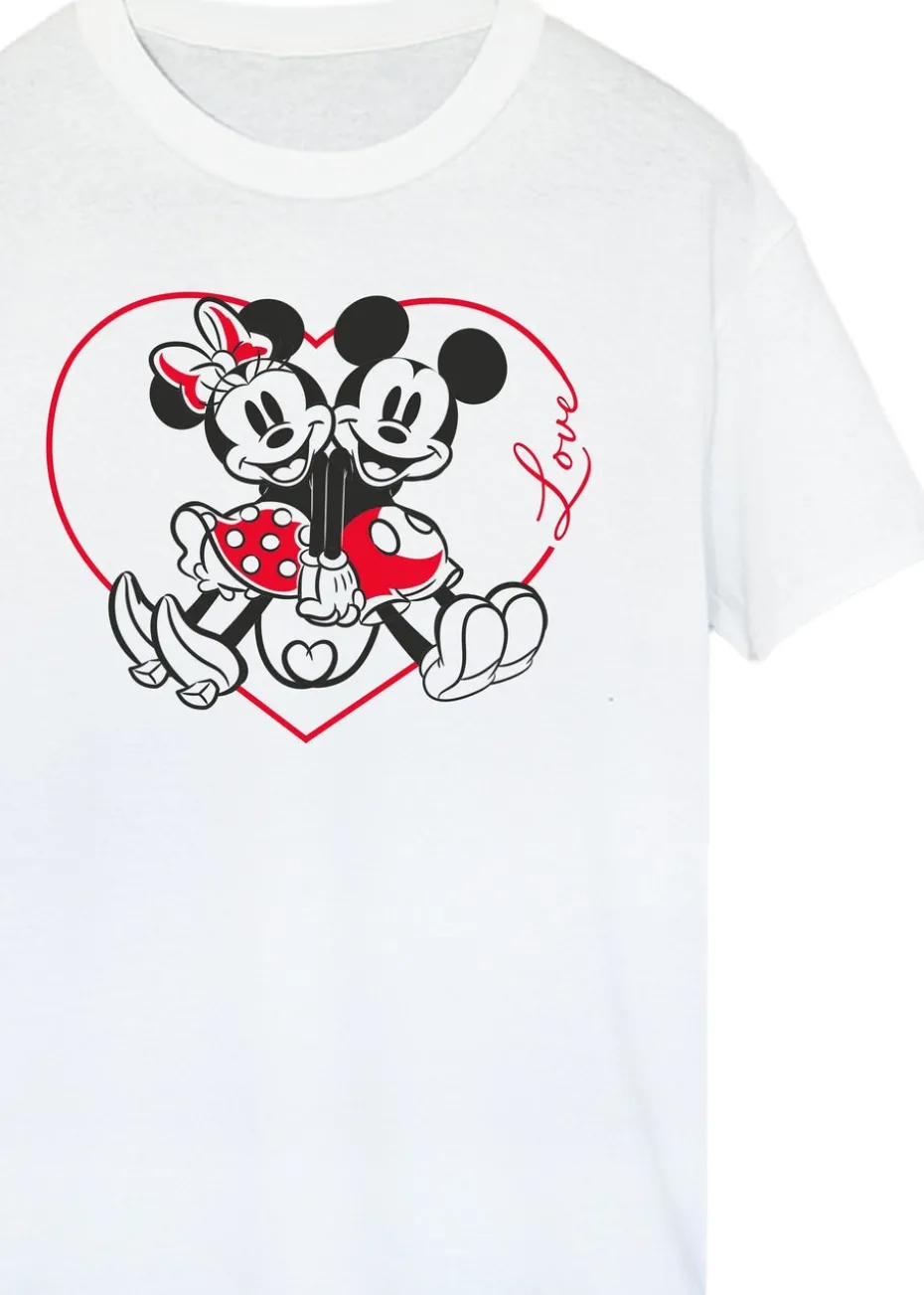 Disney Mickey Mouse Heart White Boyfriend Fit T-Shirt