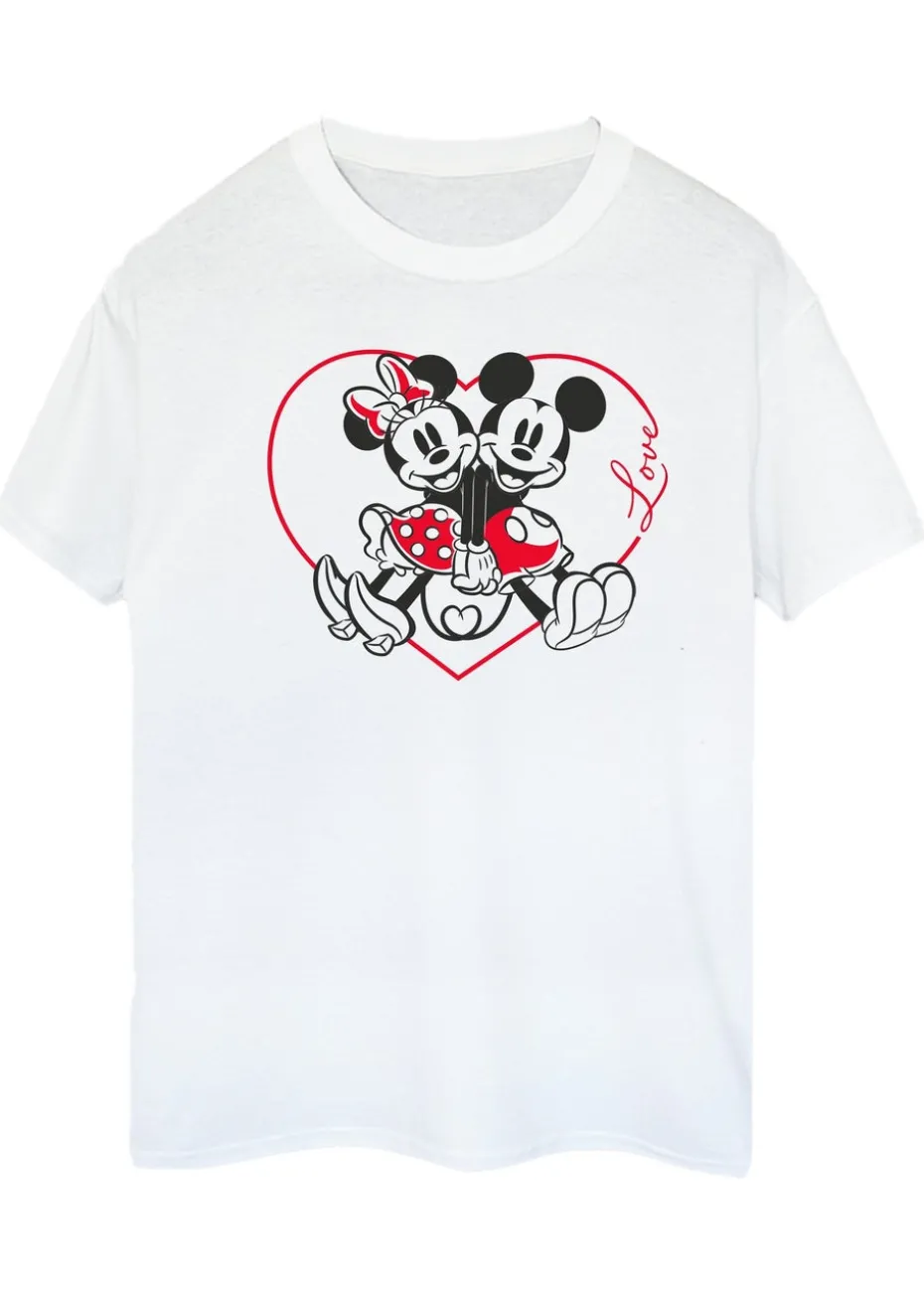 Disney Mickey Mouse Heart White Boyfriend Fit T-Shirt